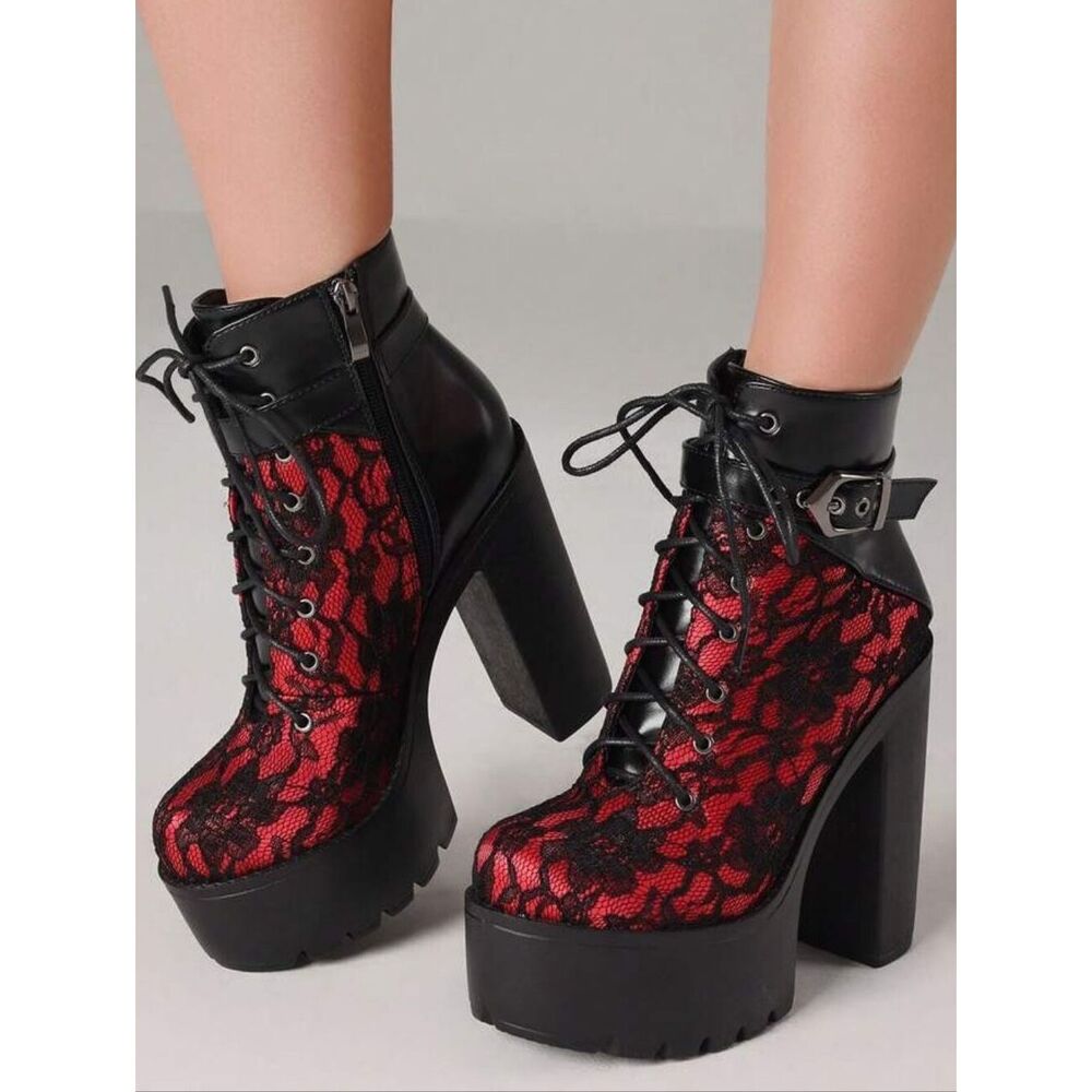 (S-4784) Womens Goth Ankle Booth Sz 7.5